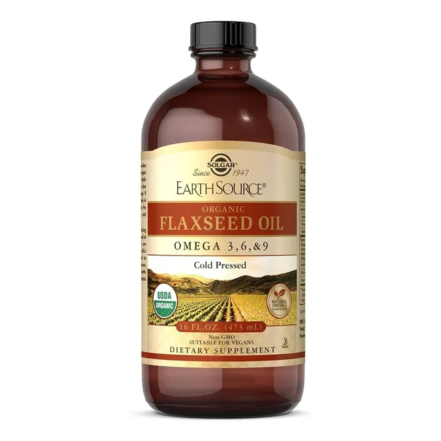 Aceite De Linaza Orgánico Omega 3,6,9 Solgar 473 Ml