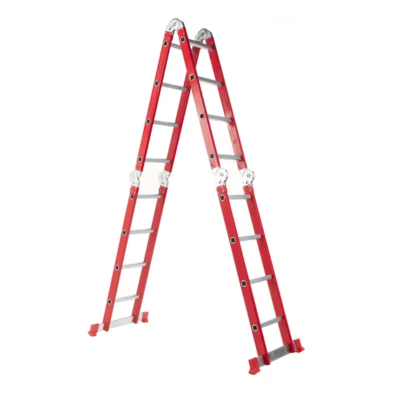 Escalera De Aluminio Resistente 16 Escalones Roja Gardenlife