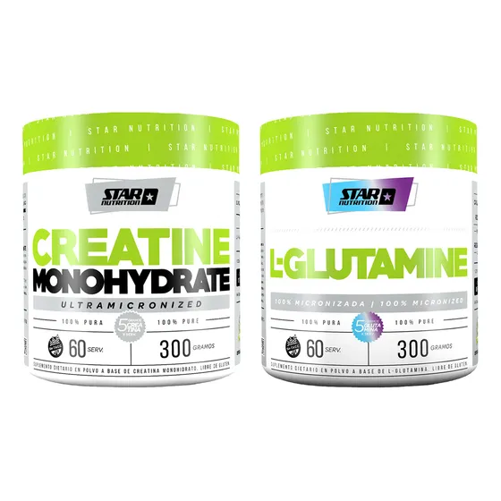 Combo Star Nutrition: Creatina 300g + L-glutamine 300g