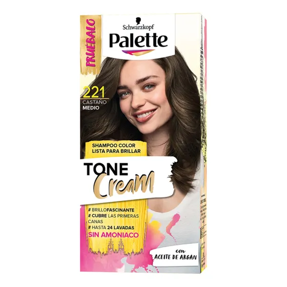 Shampoo Palette Tone Cream 221 Castaño Medio Sin Amoniaco