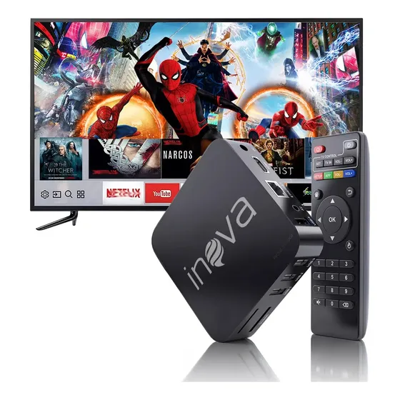 Smart Box Tv Transforme Sua Tv Em Smart Tv 4k Android Cor Pr Preto Padrão