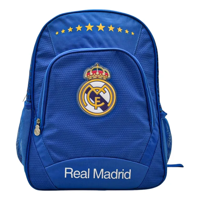 Mochila Real Madrid Club De Futbol Original Azul Estampado Primaria 117661 Ruz Con Detalle