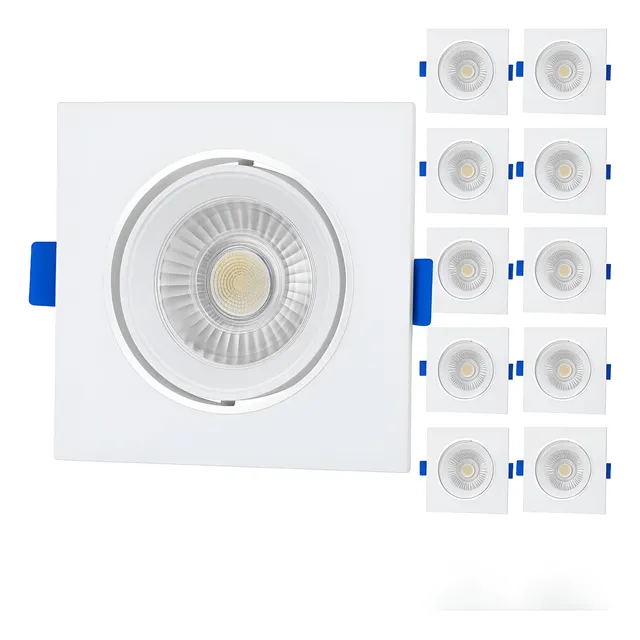 Kit - 11 Spot 5w Quadrado Led Olho De Boi Direcionável Gesso