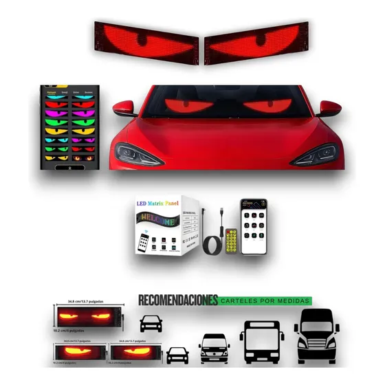 Cartel Led Luminoso Programable Diseño Ojos 10x35 Combo X2