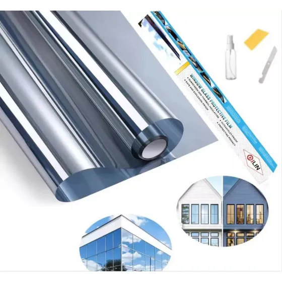 Película Espejo Privacidad Para Ventana Antirayas 10mx50cm Color Plata
