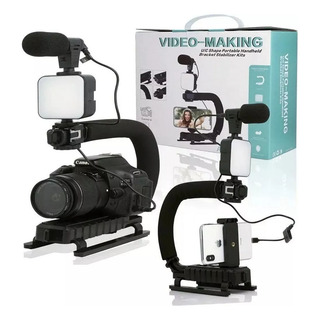 Estabilizador Para Cámara Y Celular Con Luz Control Y Mic Color Negro Bueprec Ay-49u Para Acción Video Estabilizador Para Cámara Y Celular Con Luz Control Y Mic Color Negro Bueprec Ay-49u Para Acción Video