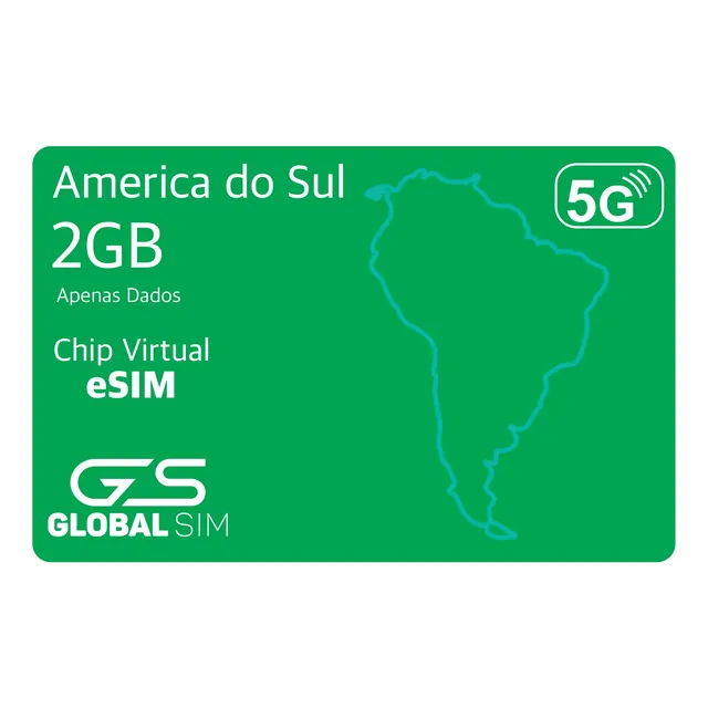 Esim Chip - 2gb - 15 Dias - América Do Sul - Internet 5g