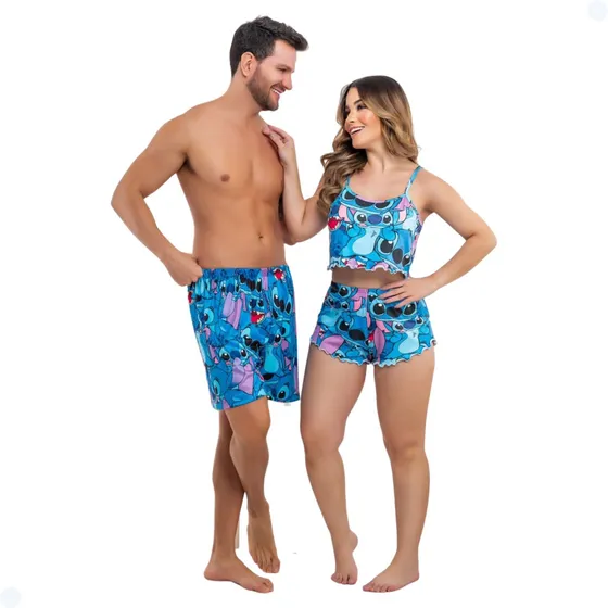 Kit Pijama Casal Mozão Pijama Ondinha Casal Namorados 
