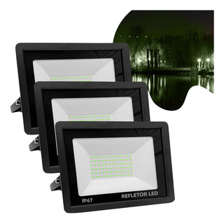 Kit 3 Refletores Led 200w Cor Da Luz Verde 127/220v Ip67 1º Linha Kit 3 Refletores Led 200w Cor Da Luz Verde 127/220v Ip67 1º Linha