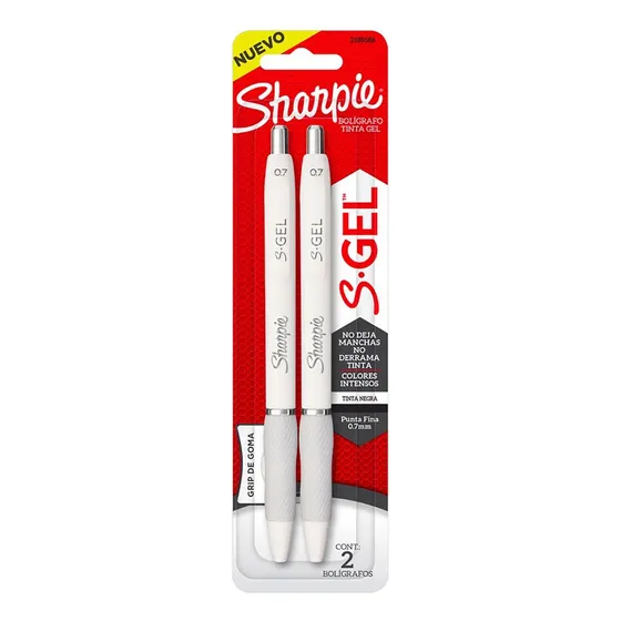 Set 2 Lápices Sharpie Tinta Negra S-gel 0,7mm Grip De Goma