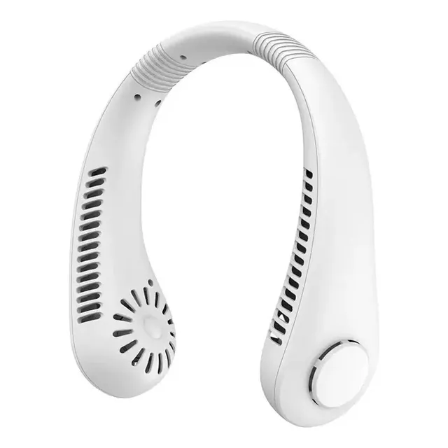 Ventilador De Cuello Portátil Recargable Con 3 Velocidades Blanco
