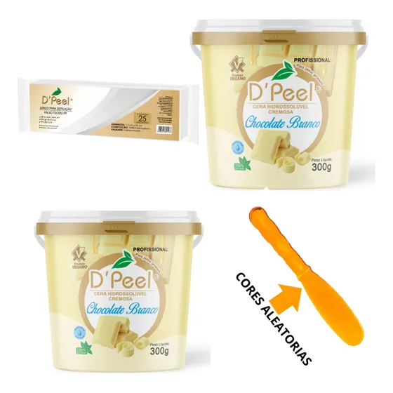 Cera Cremosa Depilação Chocolate Branco Dpeel 300g Kit 2c Le