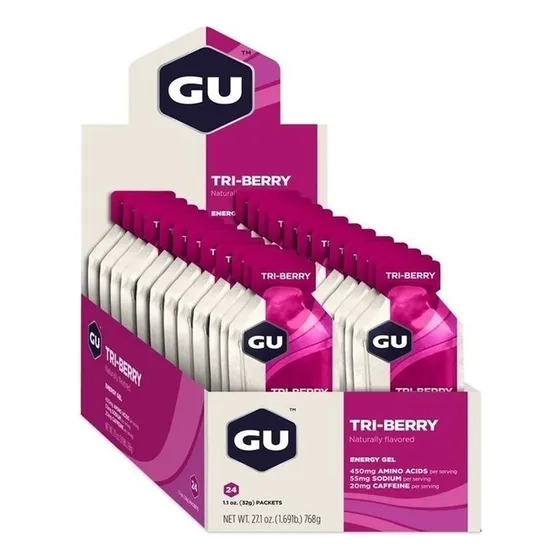 Caja X24 Suplemento En Gel Gu Energy Gel Los Sabores Sabor Tri-berry