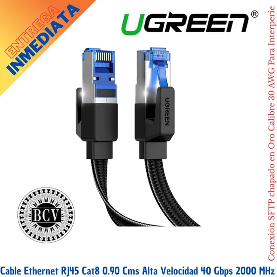 Ugreen Cable De Ethernet Rj45 Cat8 0.90 Cms 40gbps 2000mhz