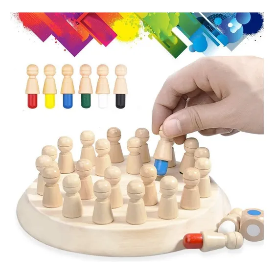 Juego De Mesa Ajedrez De Memoria Montessori  Juguete Madera 