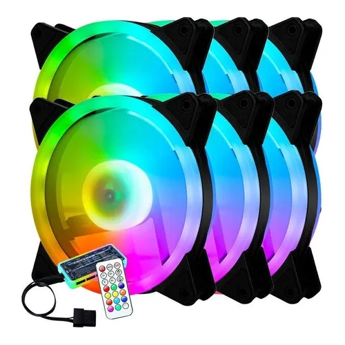 Ventilador Led Rgb De 6 Piezas 120mm Con Controlador