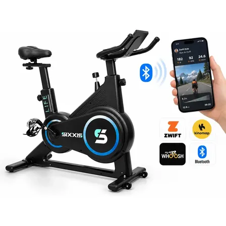 Bicicleta Ergométrica Spinning Bluetooth Sixxis Life Preto Sem Voltagem