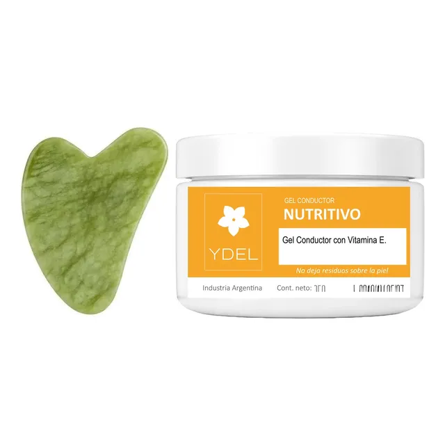 Piedra Guasha Jade + Gel Conductor Nutritivo Con Vitamia E