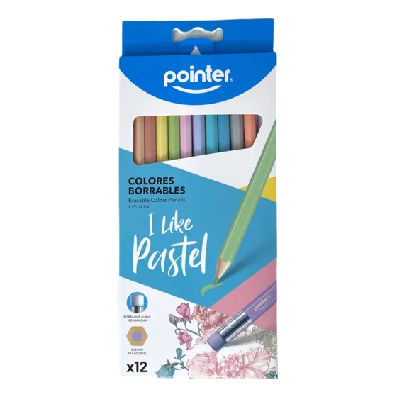 Colores De Madera Borrables Pasteles Pointer 12 Und De 3