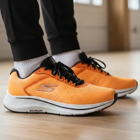 Tênis Masculino Go Run Consistent 2.0 Skechers Laranja Liso 41 Br
