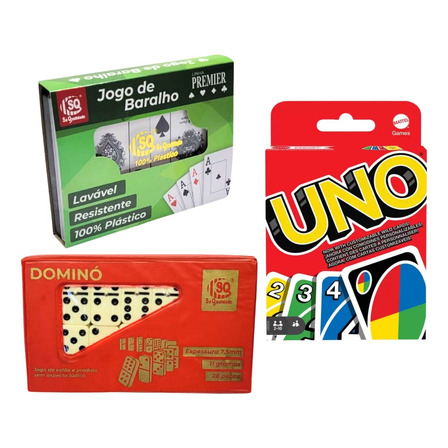 Dominó Profissional Jogo Uno Baralho Lavável 100% Plástico Dominó Profissional Jogo Uno Baralho Lavável 100% Plástico