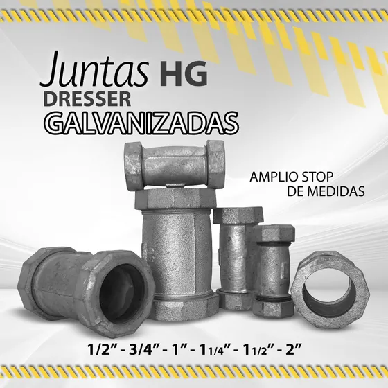 Juntas Dresser Galvanizadas Desde 1/2  Hasta 2 Pulgadas 