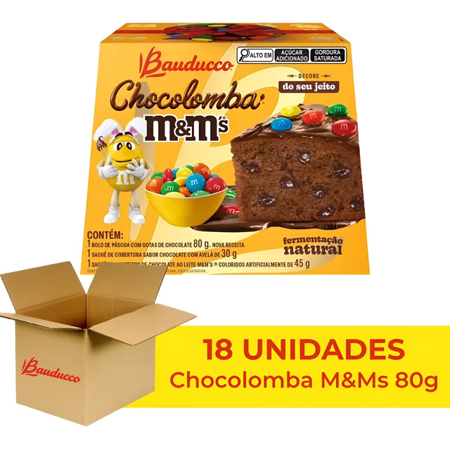 18un Mini Colomba Pascal Gotas De Chocolate Mms Bauducco 80g