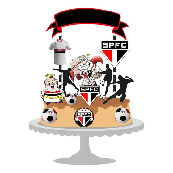 Topo - Topper - Decoração De Bolo  Futebol São Paulo Spfc