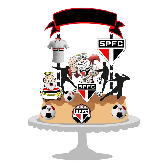 Topo - Topper - Decoração De Bolo  Futebol São Paulo Spfc