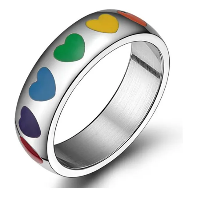 Anillo Mujer Corazones Acero Quirurgico Esmaltado
