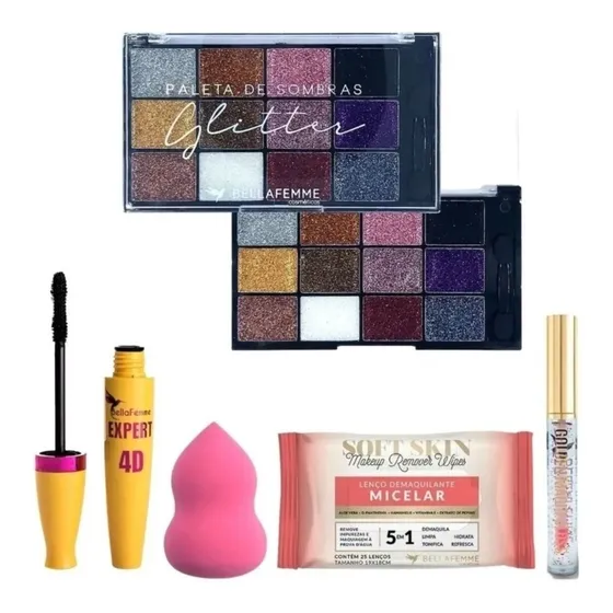 Kit De Maquiagem Completo Promoção Estojo De Sombra Glitter 