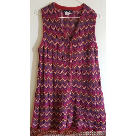 Chaleco  Largo Trival En Colores Vino Tinto Talla M