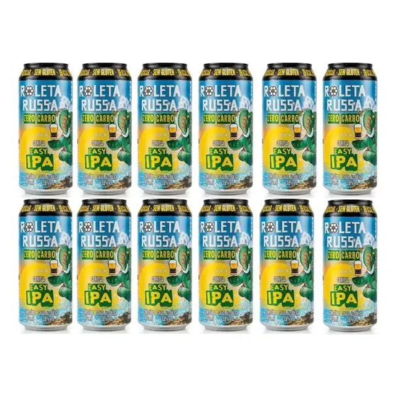 Cerveja Roleta Russa Easy Ipa Zero Carbo 473ml Kit Com 12