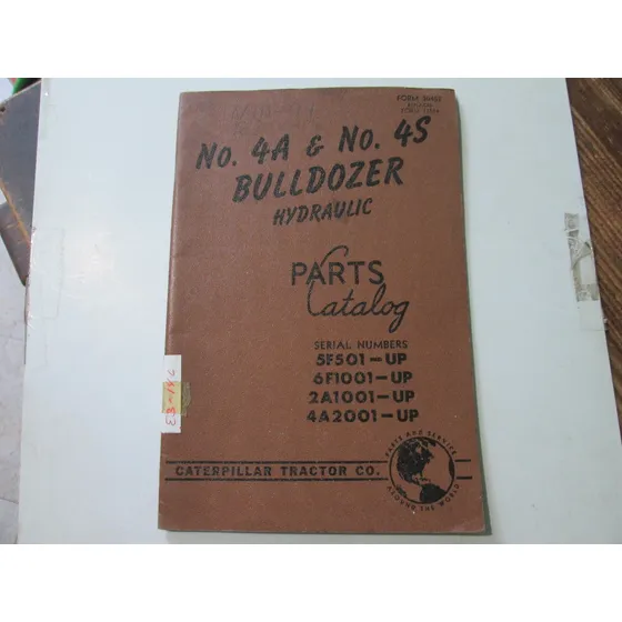 Bulldozer Hydraulic No. 4a Y No. 4s Parts Catalog