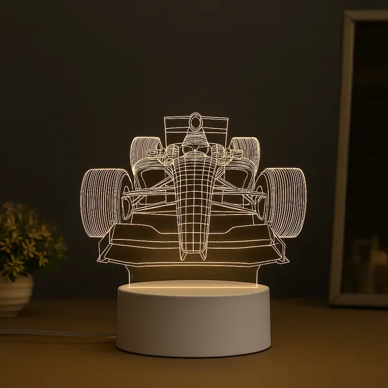 Luminária Formula 1 Carro Corrida - Abajur De Mesa 3d 