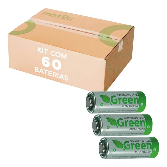 60x Pilhas Bateria 23a 12v A23 Controle Alarme Portão 