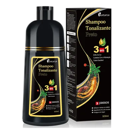 Kaisasa Shampoo Tonalizante Para Cobrir Cabelo Cinzentoshampoo Cabelo Brancoshampoo Barbashampoo Redutor Grisalhosshampoo Tonalizante Pretohair Dye Shampooblack Hair Dye500ml-preto