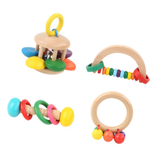 4x Chocalhos De Madeira Para Bebês, Instrumentos Musicais 4x Chocalhos De Madeira Para Bebês, Instrumentos Musicais