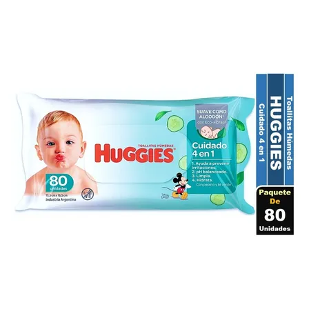 Toallitas Húmedas Huggies Cuidado 4 En1 80 Un