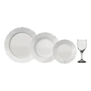 Nadir Conjunto Jantar Nadir Opaline Branco 16 Peças Vidro Temperado