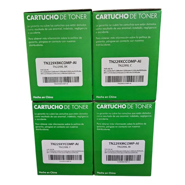 Kit 4 Toner Compatible Tn-229x Color Alto Rendim. Generico Negro Cian Amarillo Magenta