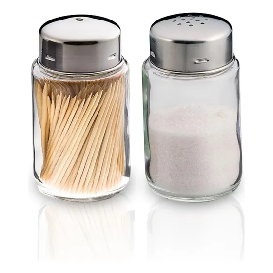 Conjunto Saleiro E Pimenteiro + Paliteiro Euro Home Cor Prata
