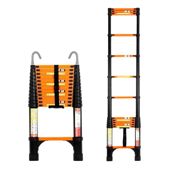 3.8m Escalera Telescópica De Aluminio Negro Naranja