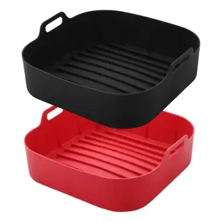 Kit 2 Formas Silicone Antiaderente Reutilizável Air Fryer