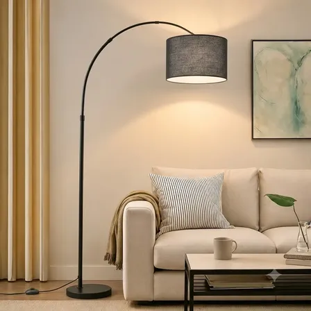 Luminária De Chão Arco E27 Bivolt Moderna Salaquarto 2 Cores