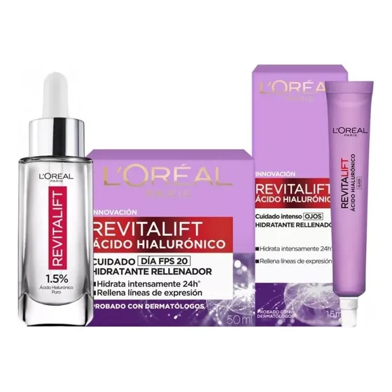 Pack Revitalift Hialurónico Crema Día + Serum + Ojos Loreal