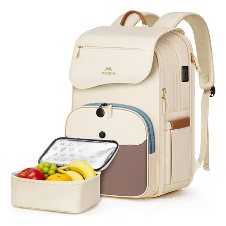 Mochila Térmica Feminina Item Pessoal Notebook 15,6 Pulgadas Trabalho Impermeável Antifurto Viagem Compartimento para maquiagem Taygeer Bege