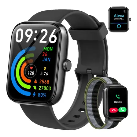 Smartwatch Fitpolo IDW25 com Alexa, Chamadas Bluetooth e Tela HD de 1.83"
