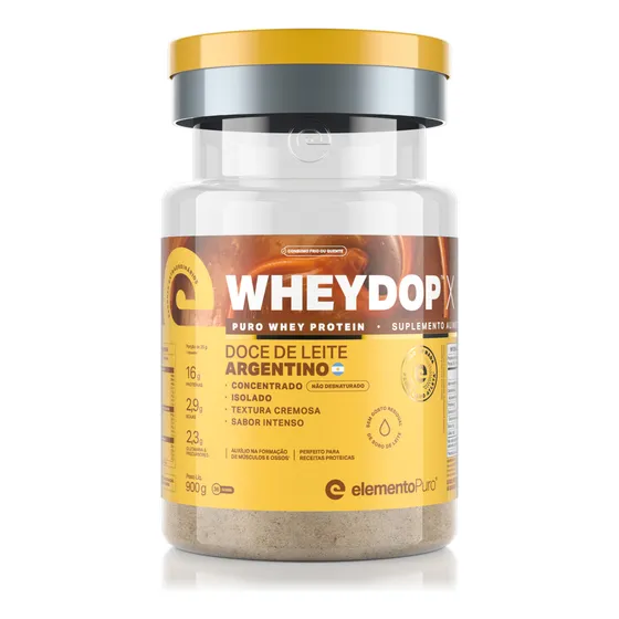 Suplemento em Pó Wheydop X Elemento Puro Whey Protein Concentrado e Isolado Pote 900g Sabor Doce de Leite Argentino