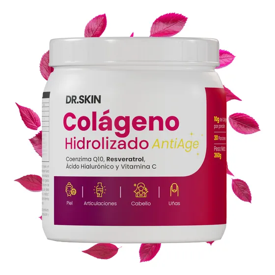 Colageno Hidrolizado Polvo + Resveratrol | Antiage Mix | Pote 360g Sabor Naranja Dr Skin